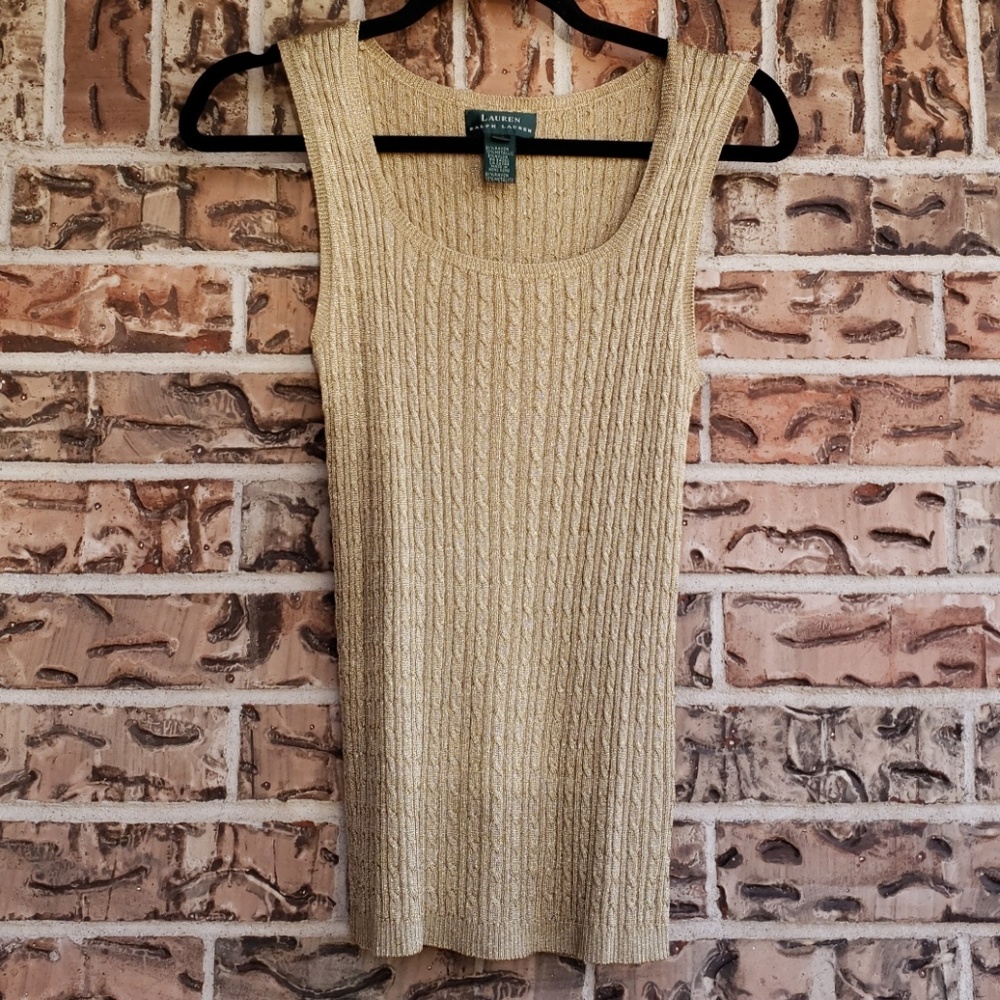 Lauren Ralph Lauren Gold Tank Shell Top Medium